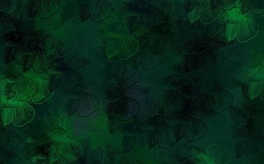 Çiçekli koyu yeşil vektör karalama deseni. Çiçeklerle karalama tarzında renkli çizimler. Web ve broşürler için elle boyanmış tasarım.