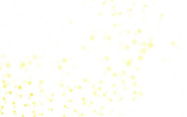 Kabarcıklı açık sarı vektör arkaplanı. Parlak renkli soyut çemberlerin olduğu bir resim. Reklamlar, broşürler için desen.