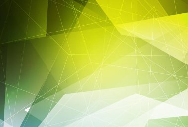 Açık yeşil, kristalli sarı vektör şablonu, üçgenler. Renkli üçgenli modern soyut illüstrasyon. Kartvizitiniz için modern tasarım.