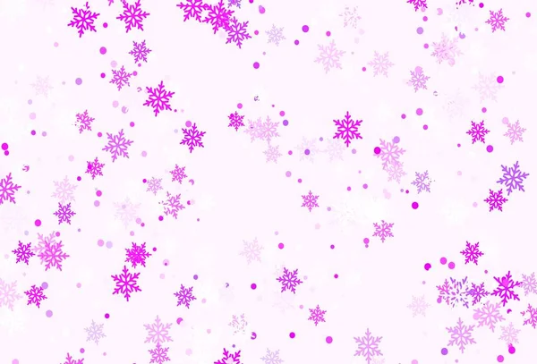 Fondo Vectorial Púrpura Claro Con Copos Nieve Navidad Diseño Decorativo — Vector de stock