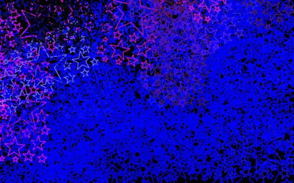 Темний Рожевий Блакитний Векторний Фон Маленькими Великими Зірками Декоративна Яскрава — стоковий вектор