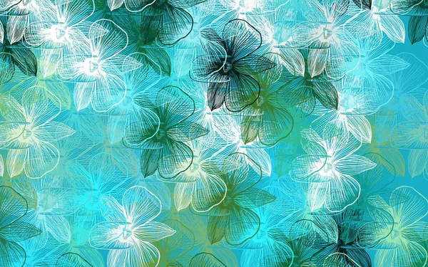 Bleu Clair Vert Vecteur Élégant Fond Avec Des Fleurs Illustration — Image vectorielle