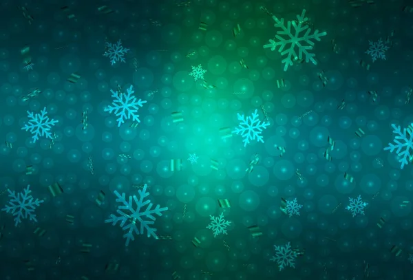 浅蓝色 绿色矢量背景 圣诞节风格 圣诞风格的设计与圣诞球 升入大学的聪明设计 — 图库矢量图片