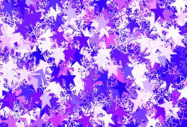 Açık kırmızı, güzel yıldızlı sarı vektör dokusu. Bulanık arkaplanda gradyanı olan yıldızlar. Kozmik arkaplanlar için şablon.