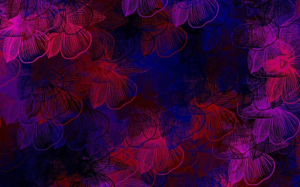Azul Oscuro Rojo Vector Elegante Plantilla Con Flores Ilustración Colorida — Archivo Imágenes Vectoriales