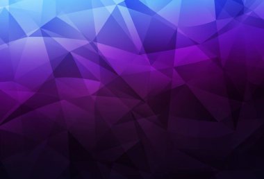 Koyu pembe, mavi vektör soyut çokgen arkaplan. Üçgenli parlak renkli çizimler. Broşürünüz için yepyeni bir tasarım..