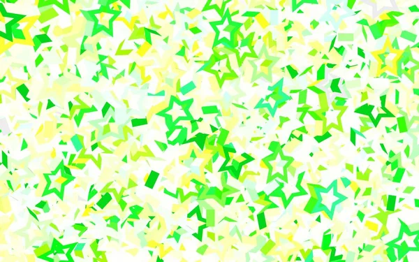 Verde Claro Fundo Vetorial Amarelo Com Estrelas Pequenas Grandes Ilustração — Vetor de Stock