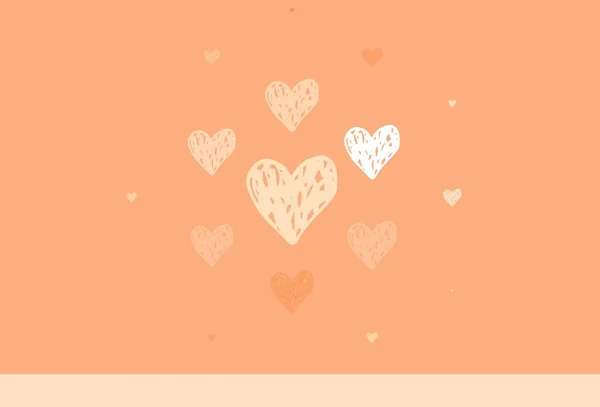 Luz Naranja Vector Telón Fondo Con Corazones Dulces Hermosos Corazones — Archivo Imágenes Vectoriales