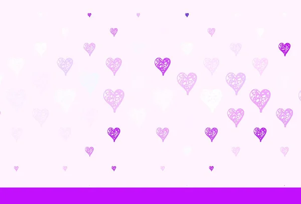 Светло Розовый Векторный Фон Сладкими Сердцами Красивые Абстрактные Сердца Красочном — стоковый вектор