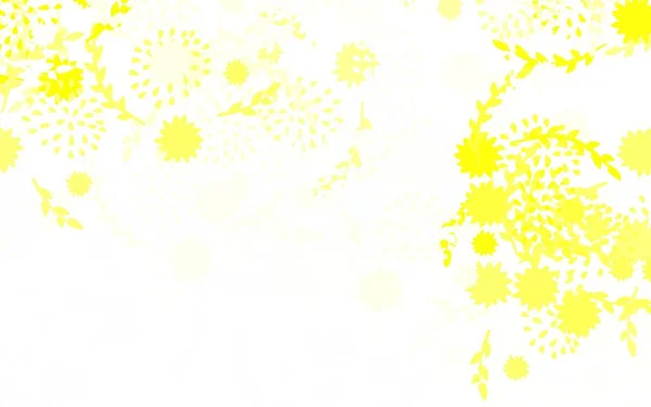 Plantilla Doodle Vectorial Amarillo Claro Con Flores Ilustración Colorida Estilo — Vector de stock