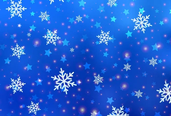 Hellblaue Vektortextur Mit Farbigen Schneeflocken Sternen Bunte Dekoration Weihnachtlichen Stil — Stockvektor