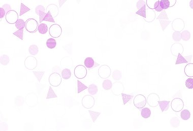 Işık Mor çizgileri, daireleri ve çizgileri olan vektör düzeni. Noktalı, soyut şekilli dekoratif tasarım. Duvar kağıtları için şablon.