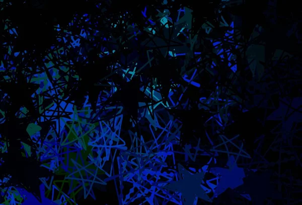 Темно Синий Зеленый Вектор Яркими Снежинками Звездами Блестящая Красочная Иллюстрация — стоковый вектор