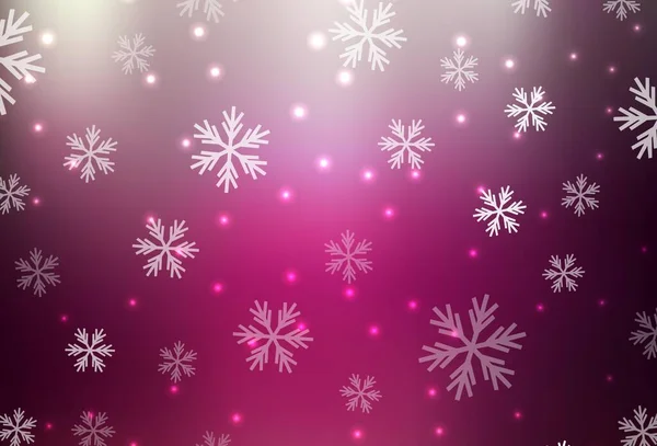 Tmavě Růžová Vektorová Textura Barevnými Sněhovými Vločkami Hvězdy Glitter Abstraktní — Stockový vektor