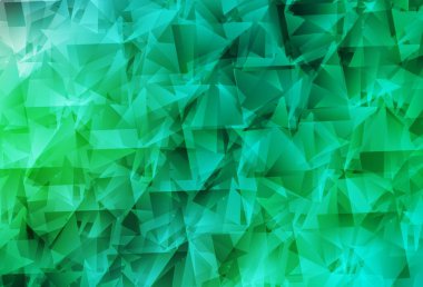 Açık yeşil vektör soyut mozaik desen. Zarif üçgenleri olan soyut çizimler. İşiniz için yepyeni bir tasarım..