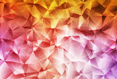 Açık Pembe, sarı vektör arkaplan çizgileri, üçgenler. Üçgen şekilli ışıltılı soyut çizimler. Broşürler, broşürler için desen