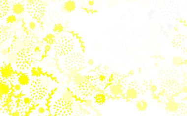 Açık sarı vektör karalama desenli çiçekler, güller. Çiçeklerle karalama tarzında renkli çizimler. Web sitesi yöneticileri ve tasarımları için desen.