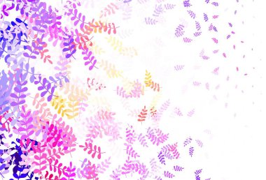 Açık mavi, yapraklı kırmızı vektör karalama deseni. Yapraklarla karalama tarzında renkli çizimler. Ağ ve ambalaj için elle boyanmış tasarım.