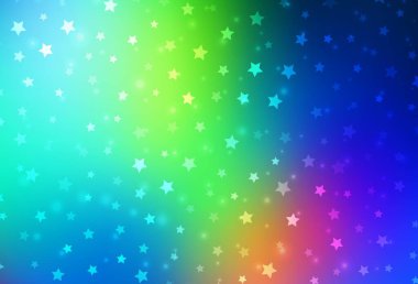 Açık mavi, yeşil vektör desenli Noel kar taneleri, yıldızlar. Karlı Xmas tarzında renkli dekoratif tasarım. Yeni Yıl broşürleri için temel bölüm.