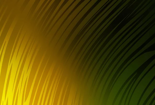 Dunkelgrüner Gelber Vektorhintergrund Mit Geschwungenen Linien Ein Muster Mit Bunten — Stockvektor