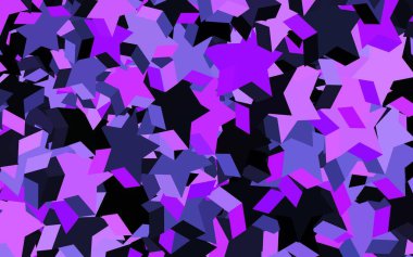 Renkli yıldızlı koyu mor vektör arkaplan. Renkli yıldızlı soyut çizimler. Reklamınız, posteriniz, afişiniz için en iyi tasarım.