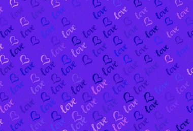 Açık pembe, tatlı kalpli mavi vektör arkaplan. Soyut şablondaki kalplerle parlayan illüstrasyon. Evlilik hediyeleri için örnek, tebrikler..