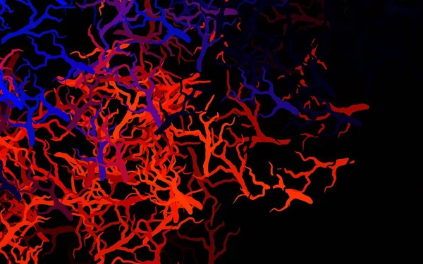 Koyu mavi, kırmızı vektör doğal arkaplan yapraklı, dallı. Soyut şablona karalamalar çizilmiş bir resim. Ağ ve ambalaj için elle boyanmış tasarım.
