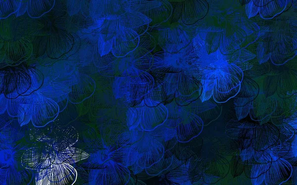 Azul Escuro Vetor Verde Padrão Elegante Com Flores Ilustração Abstrata — Vetor de Stock