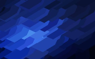 Altıgen şekilli koyu mavi vektör düzeni. - Altıgen tarzda ışıldayan soyut çizimler. Reklamlar, broşürler için desen.