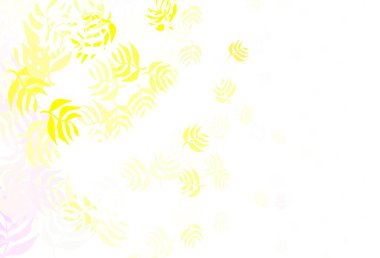 Açık pembe, sarı vektör karalama arkaplanı yapraklarla. Yaprakları karalama tarzında renkli ve soyut çizimler. Duvar kağıdı tasarımınız için yeni bir doku.