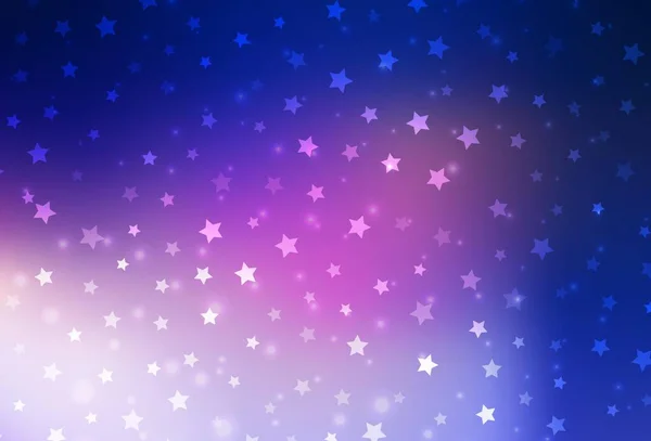 Rosa Escuro Textura Vetorial Azul Com Flocos Neve Coloridos Estrelas — Vetor de Stock