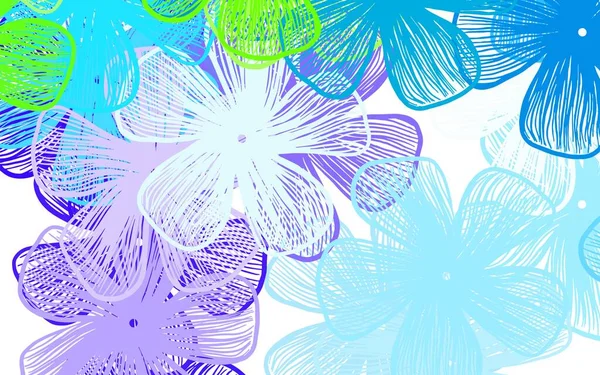 Azzurro Verde Vettore Sfondo Astratto Con Fiori Disegno Decorativo Fiori — Vettoriale Stock