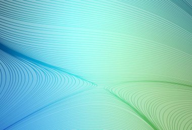 Açık mavi, eğri çizgileri olan yeşil vektör şablonu. Basit çizgilerle renkli gradyan çizimi. Fikirlerin için bir örnek..