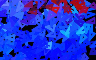 Koyu mavi, kırmızı vektör düzeni çizgiler, üçgenler. Renkli üçgenlerin olduğu bir resim. İniş sayfası için modern şablon.