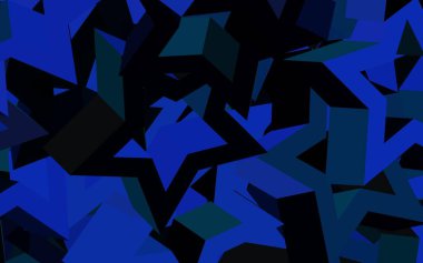 Koyu mavi, üçgenli yeşil vektör arkaplan. Soyut arkaplanda renkli eğimli üçgenler. İşiniz için en iyi akıllı tasarım.