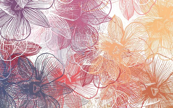 Açık Kırmızı, sarı vektör karalama arkaplanı ve çiçekler. Parlak renkli resimli çiçekler. Marka kitabınız için yeni şablon.