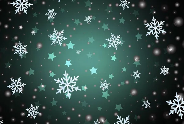 Dark Green Vector Background Beautiful Snowflakes Stars Gradient Colorful Illustration — Stock Vector