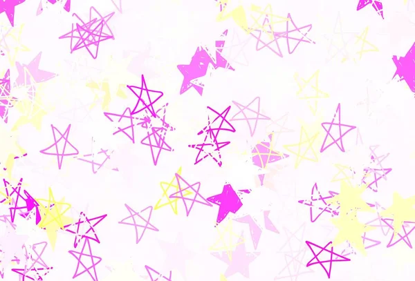 Rosa Claro Fondo Vectorial Amarillo Con Estrellas Colores Estrellas Sobre — Archivo Imágenes Vectoriales