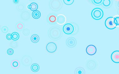 Açık mavi, diskli kırmızı vektör dokusu. Soyut arka planda bulanık kabarcıklar ve renkli gradyan. Poster ve web siteleri için tasarım.