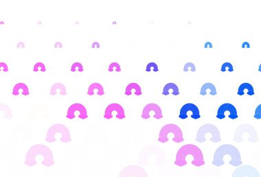 Açık Pembe, gökkuşaklı, bulutlu mavi vektör arkaplan. Gökkuşağı ve bulut şekilli dekoratif çizimler. Eğlence tasarımları için çizim.