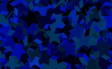 Koyu mavi, renkli yıldızlı yeşil vektör arkaplan. Yıldızlı modern geometrik soyut çizim. İş ilanınız için akıllı tasarım.