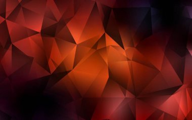 Çokgen biçiminde koyu turuncu vektör deseni. Renkli üçgenlerin olduğu bir resim. İniş sayfası için modern şablon.