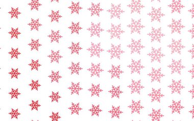 Xmas kar taneleri ve yıldızlı açık kırmızı vektör arka planı. Kar taneleriyle modern geometrik soyut çizim. İş ilanı için yeni yıl tasarımı.