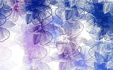 Açık pembe, çiçekli mavi vektör zarif duvar kağıdı. Karalama tarzında çiçekli soyut illüstrasyon. İşiniz için en iyi tasarım..