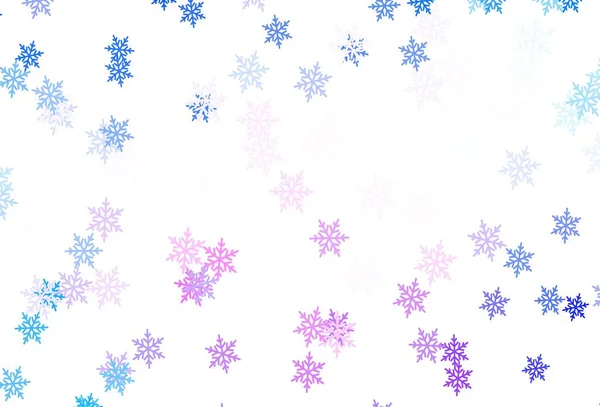 Azul Claro Plantilla Vector Rojo Con Copos Nieve Hielo Estrellas — Vector de stock