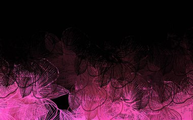 Çiçekli koyu pembe vektör doğal arka plan. Beyaz arka planda gradyanı olan çiçekler. Web siteniz için Doodle tasarımı.