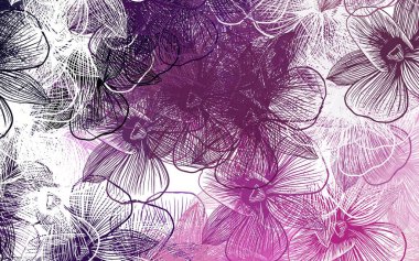 Açık Mor, çiçekli pembe vektör soyut deseni. Çiçeklerle bulanık şekilli yaratıcı çizimler. Web siteleri ve pankartlar için desenli desen.