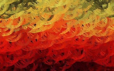 Koyu kırmızı, kıvrımlı sarı vektör deseni. Eğilimli soyut bir çizim. Markan için yeni kompozisyon.