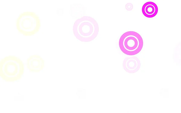 Světle Růžová Žlutá Vektorová Textura Disky Abstraktní Ilustrace Barevnými Bublinami — Stockový vektor