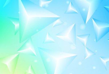 Açık mavi, üçgenli yeşil vektör arkaplan. Üçgenli soyut gradyan çizimi. İşiniz için en iyi akıllı tasarım.